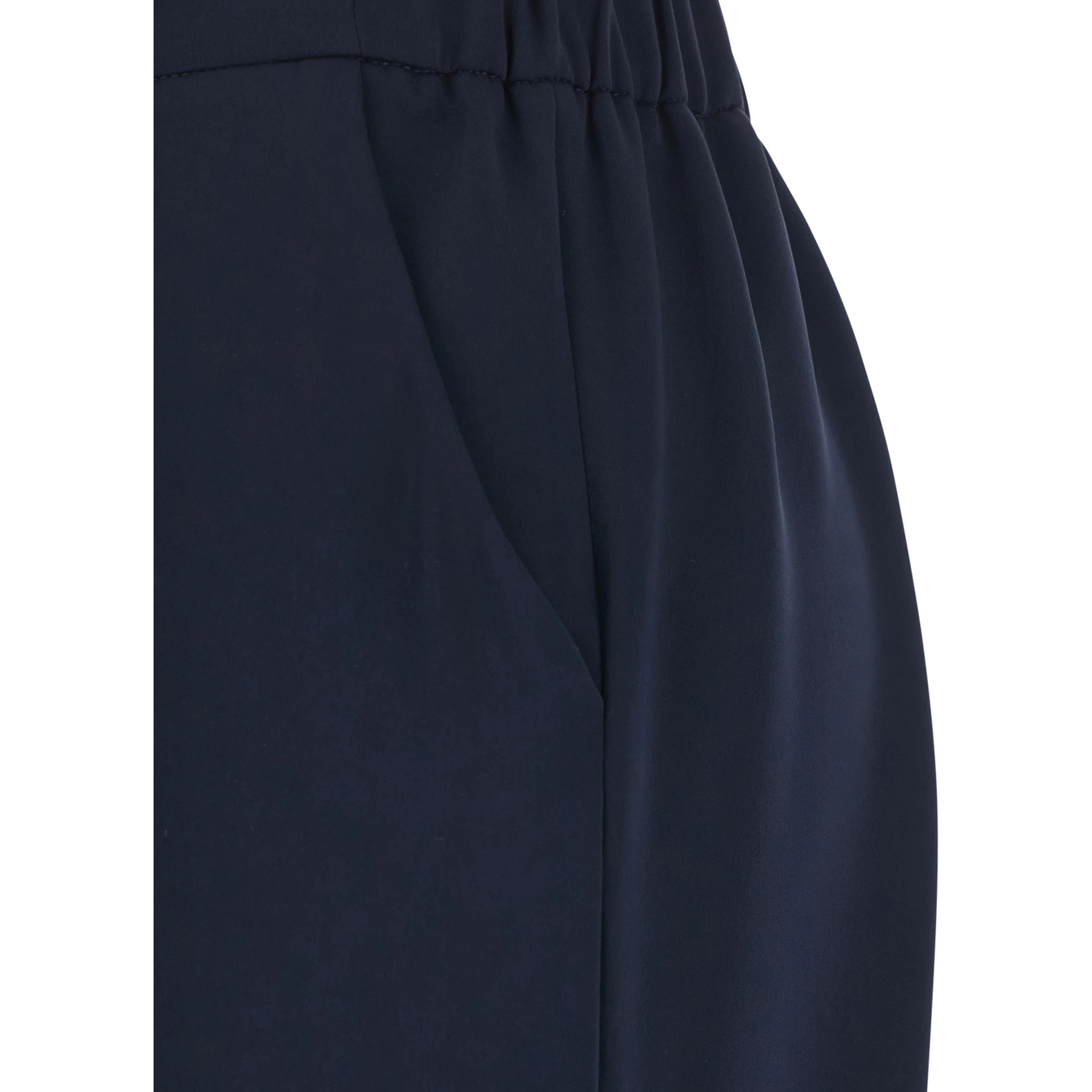 Blue Pants with Elastic Waist and Wide Leg in Womens Fabric