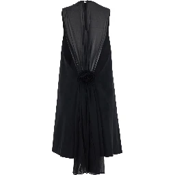 Black Mini Dress with A-Line Design and Back Closure in Tech Fabric Women