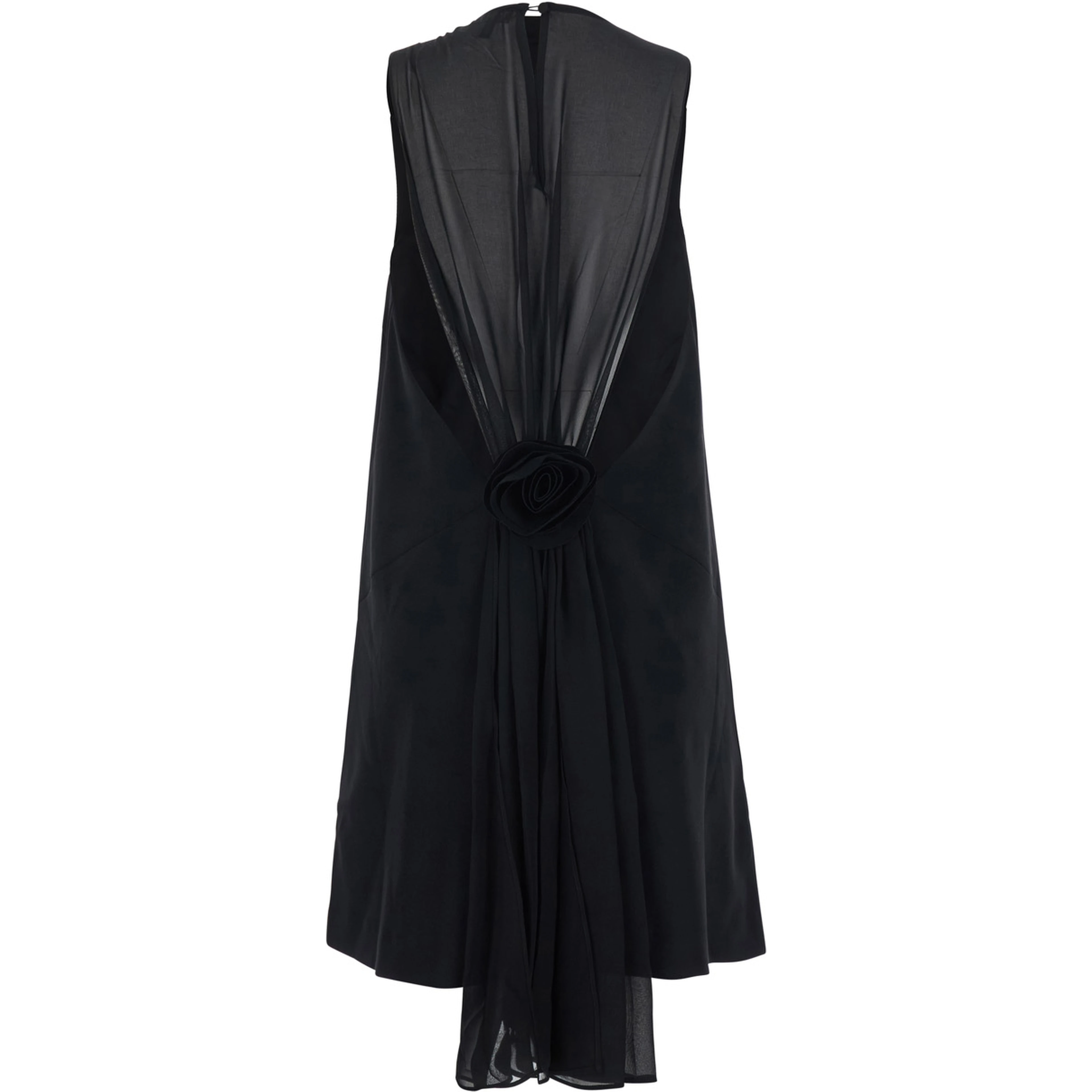 Black Mini Dress with A-Line Design and Back Closure in Tech Fabric Women