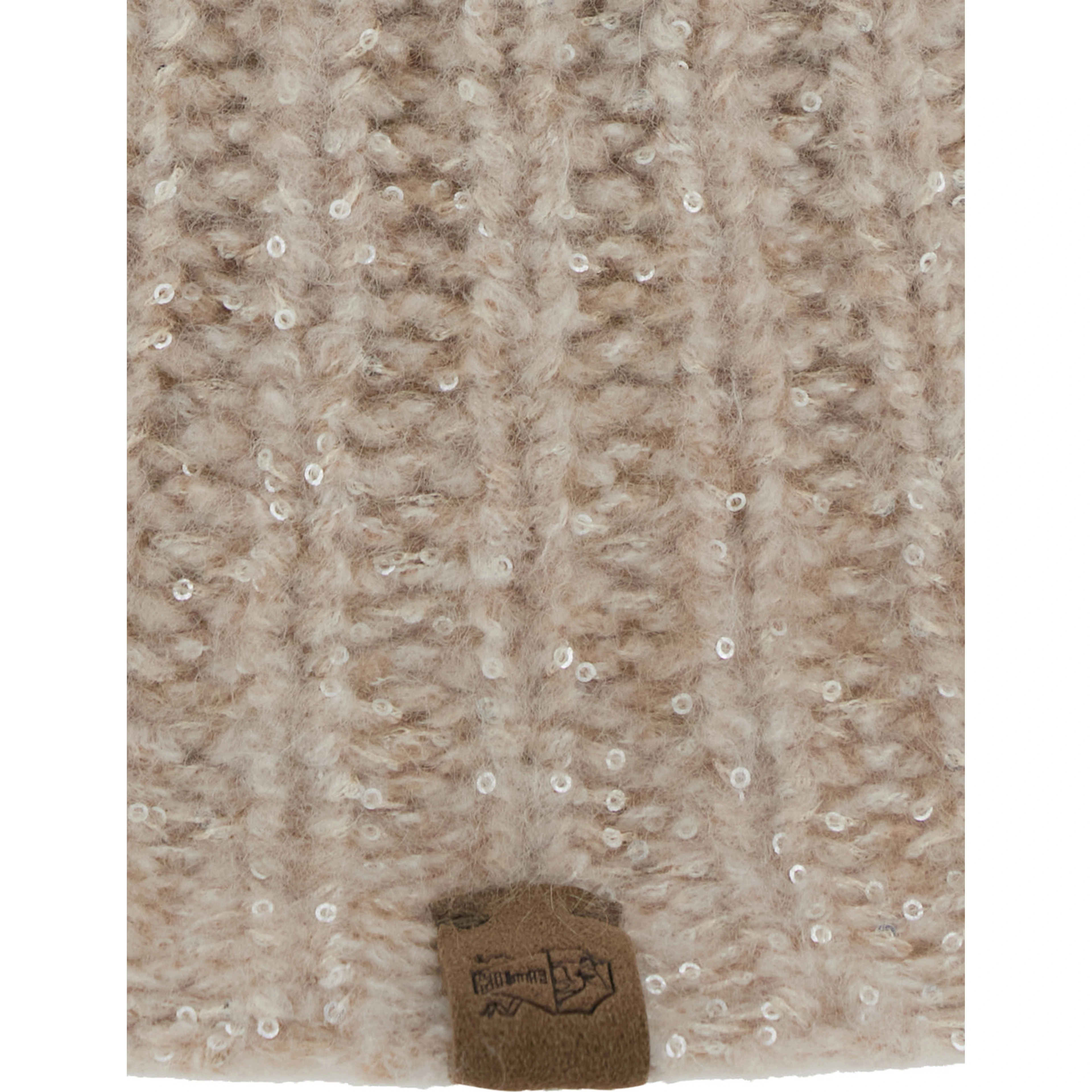 beige hat with knitted design and diamond yarn in cashmere blend women