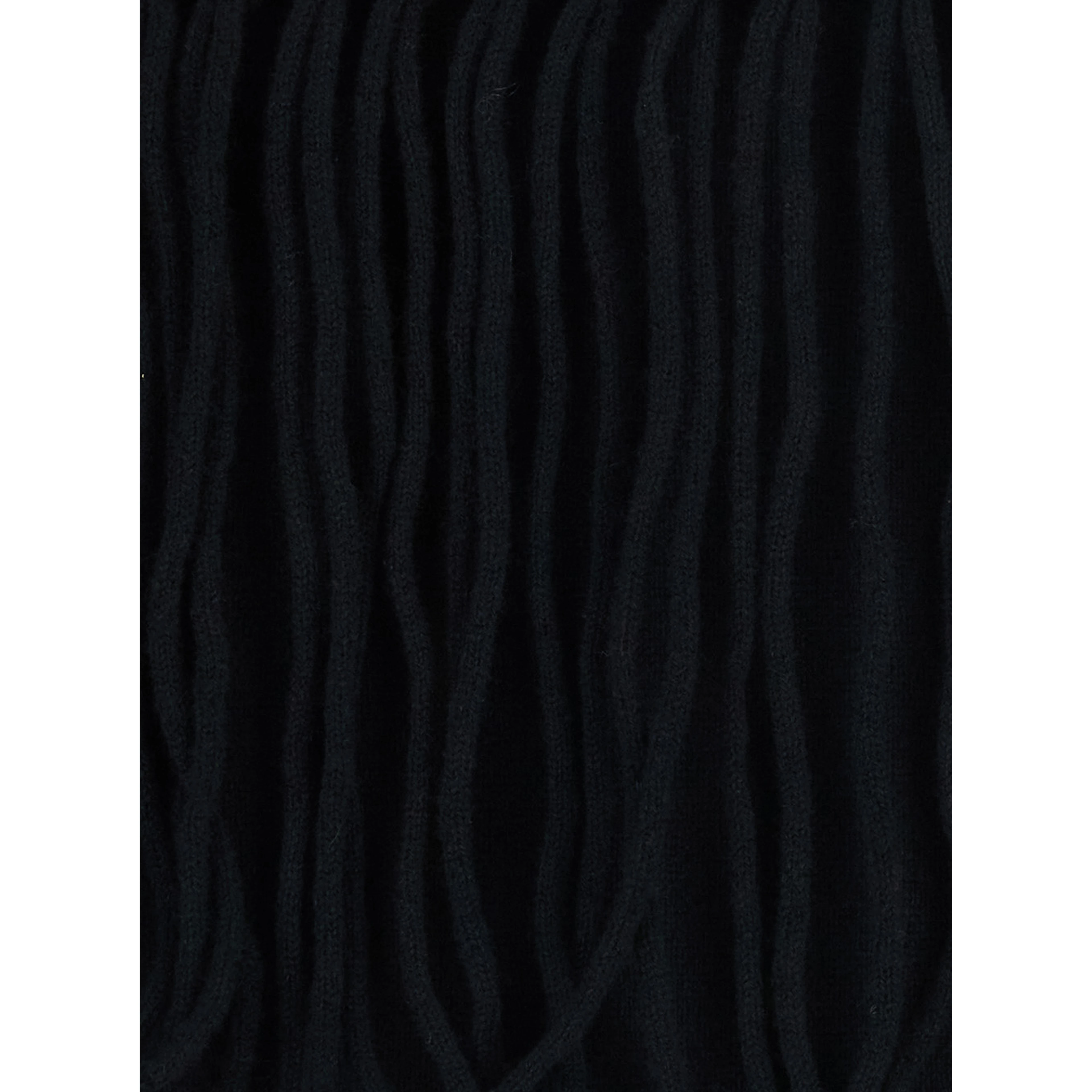 black Sweater with fringed details on the back and edges in cashmere for women