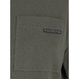 green T-SHIRT with Monile detail applied on the front in cotton for women