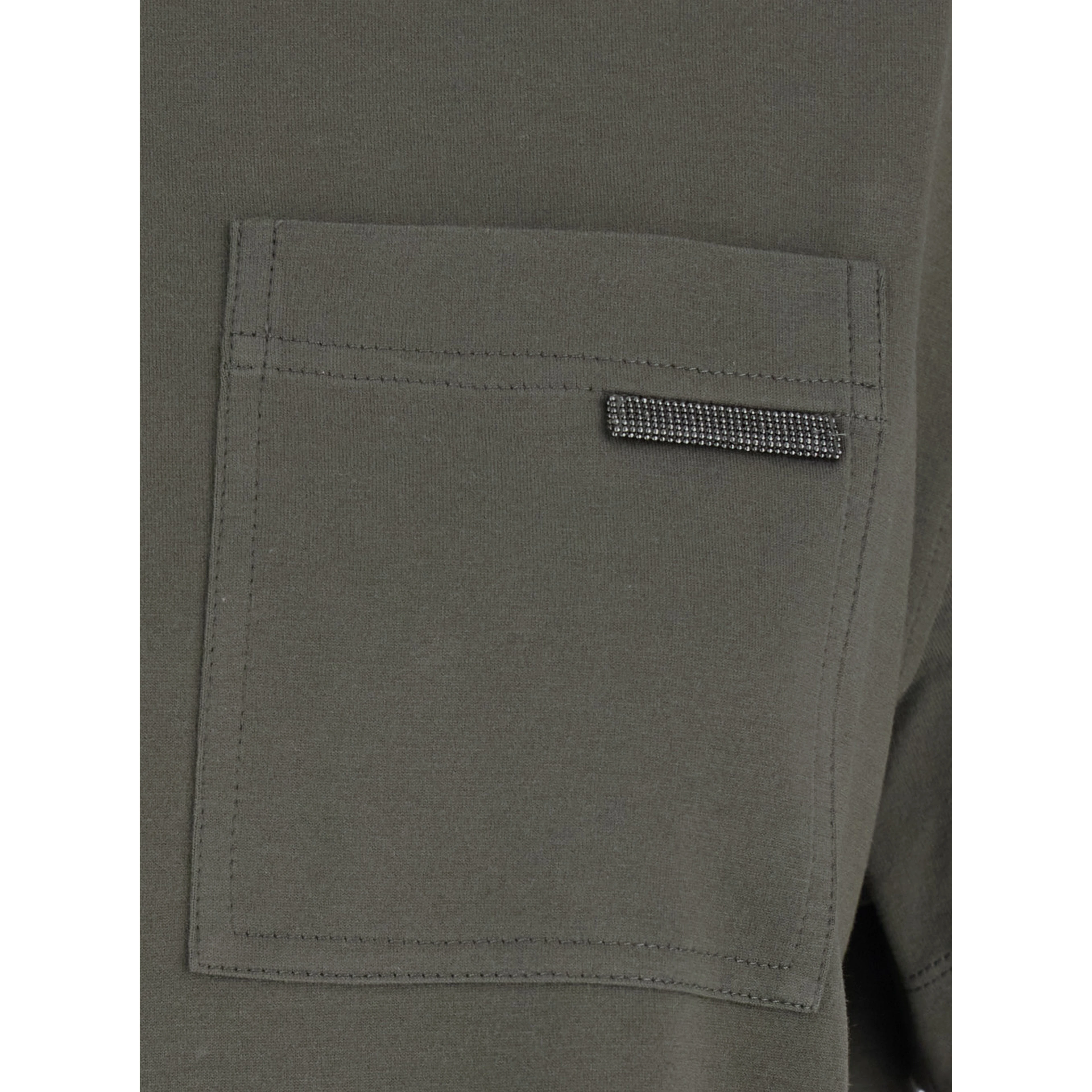 green T-SHIRT with Monile detail applied on the front in cotton for women