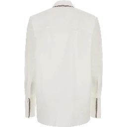 white Shirt with bead details in cotton for women