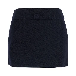 Blue mini skirt with waistband in wool for women