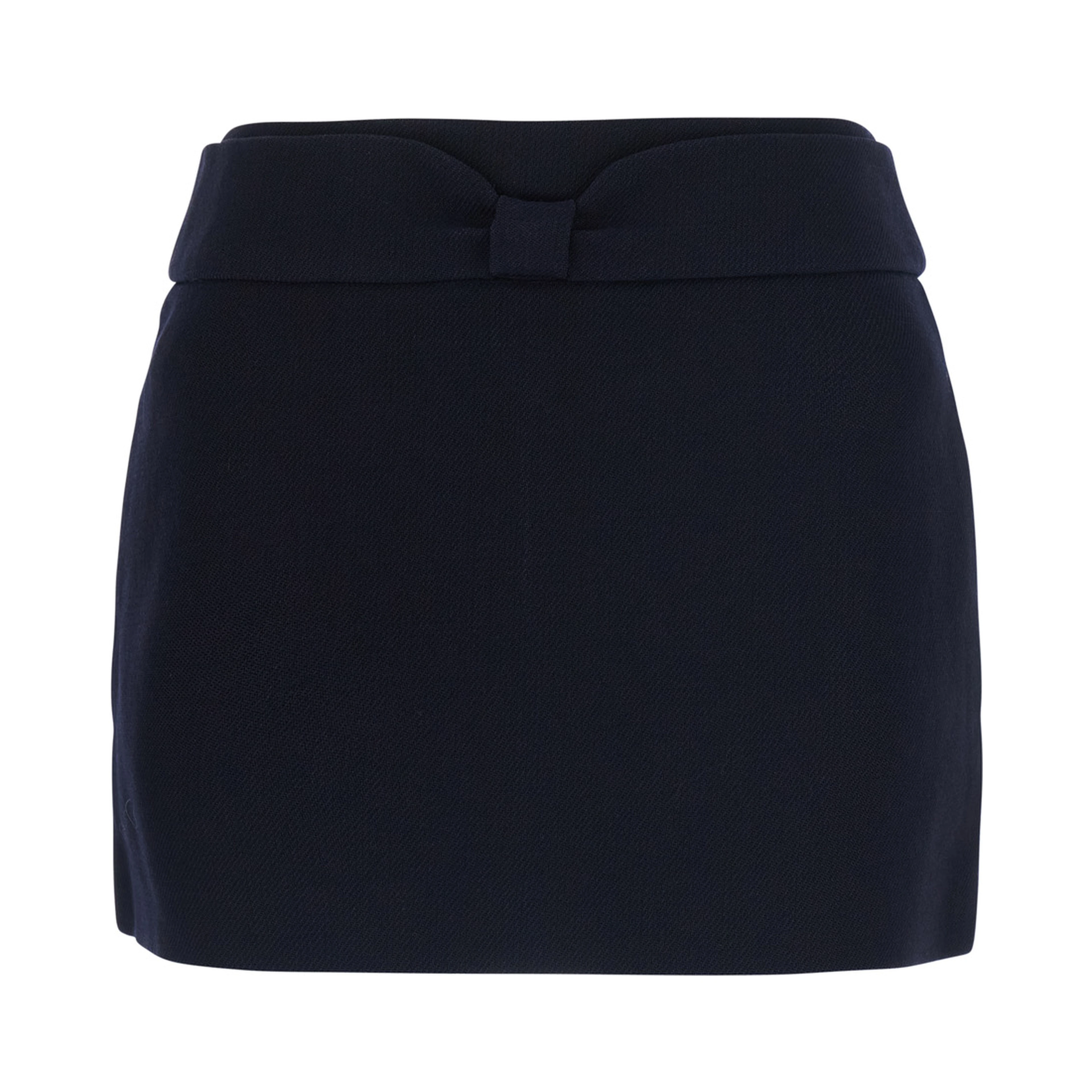 Blue mini skirt with waistband in wool for women