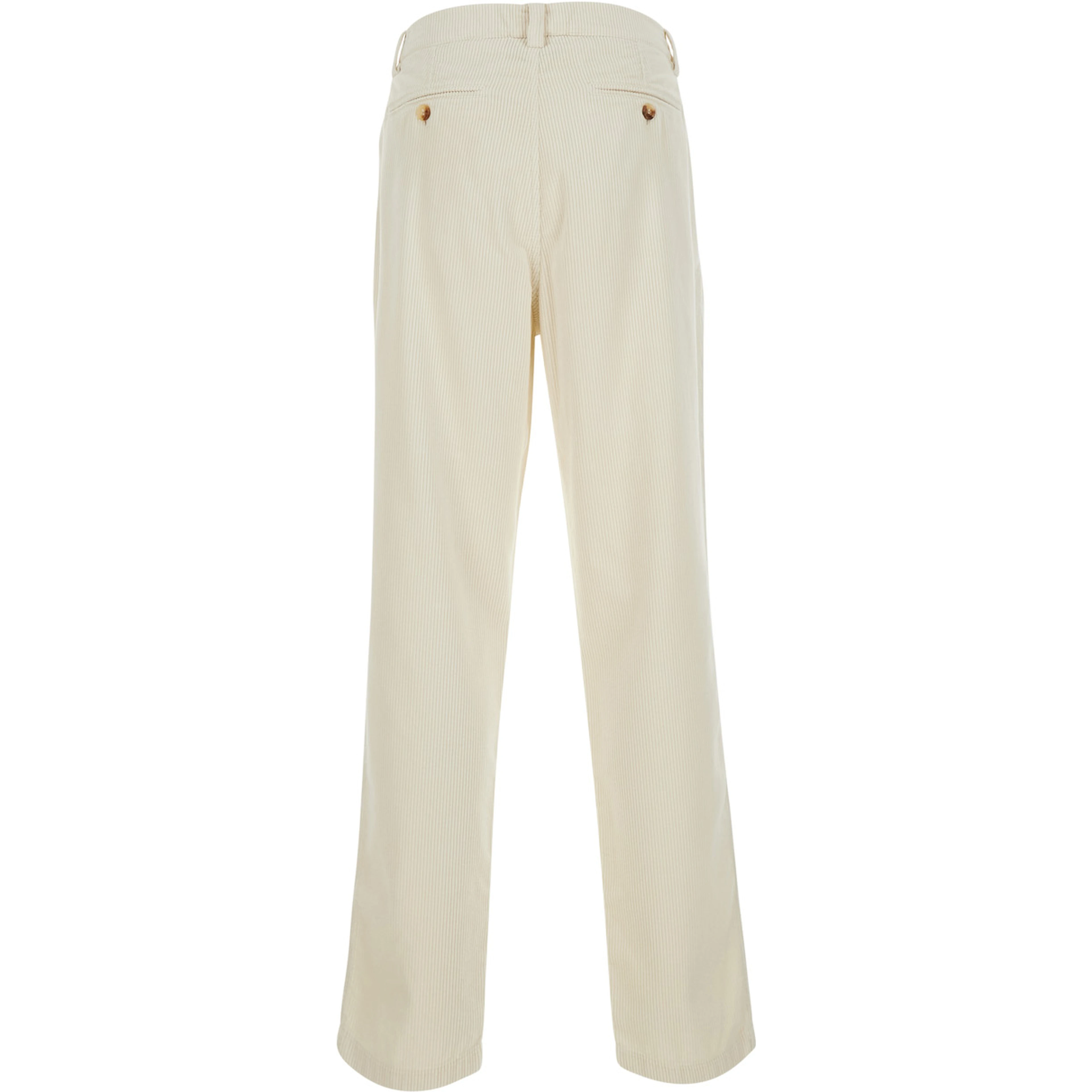 Beige Pants with Belt Loops and Button and Zip Closure on the Front in Corduroy for Men
