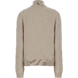 Beige high-neck sweater with front print in Blend wool for women
