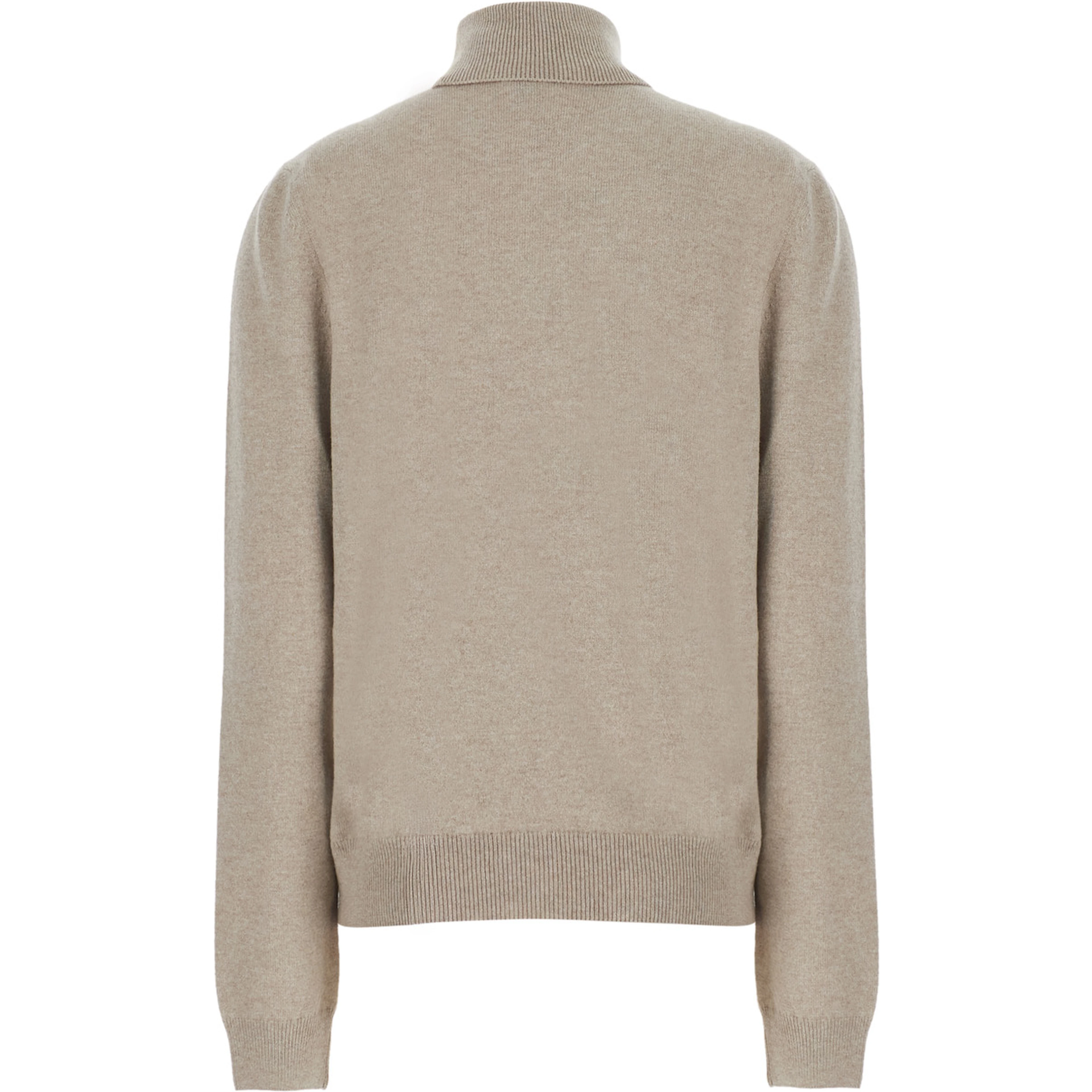 Beige high-neck sweater with front print in Blend wool for women