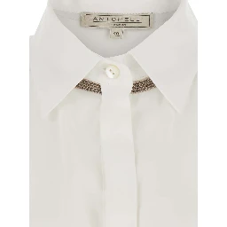white Shirt with bead details in cotton for women