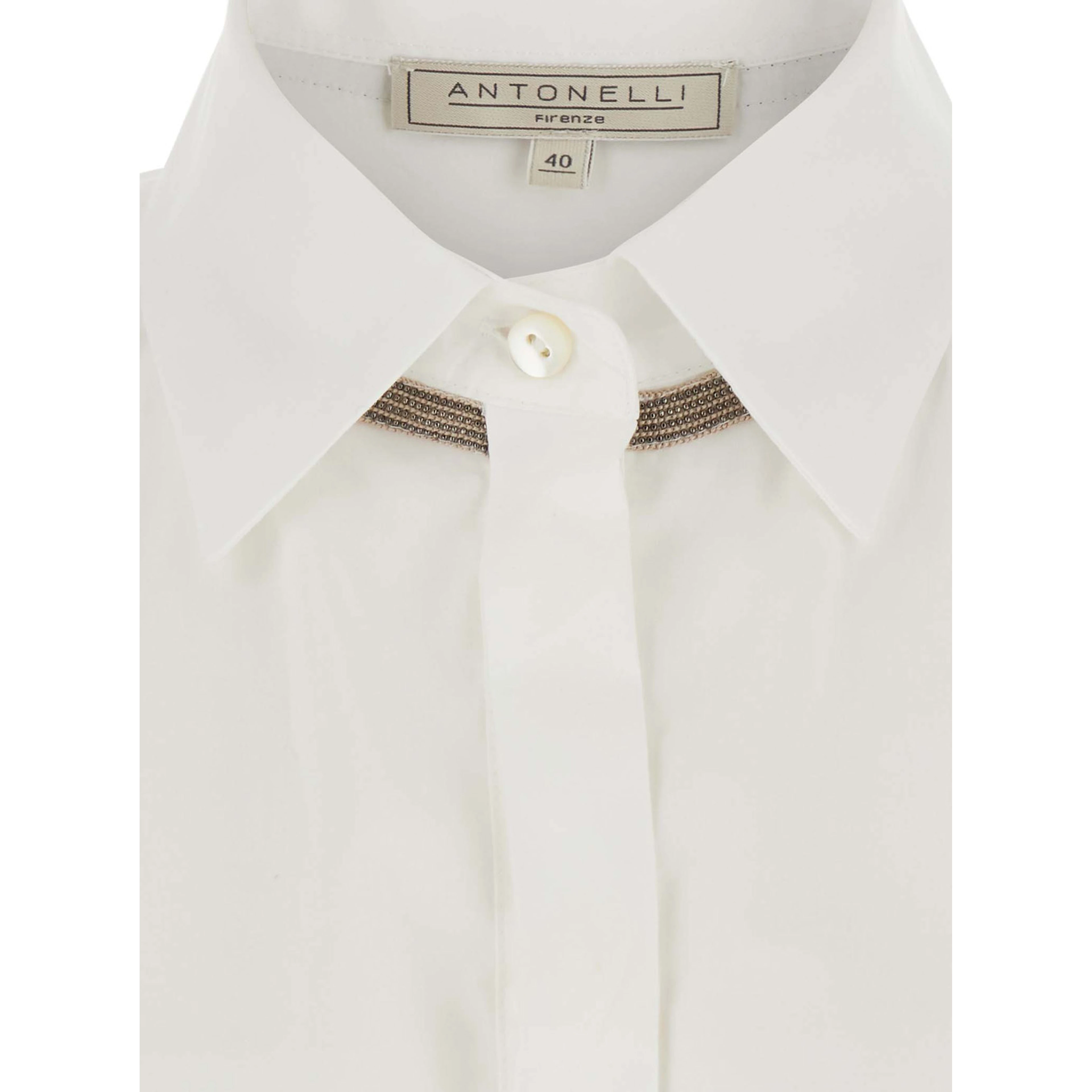 white Shirt with bead details in cotton for women