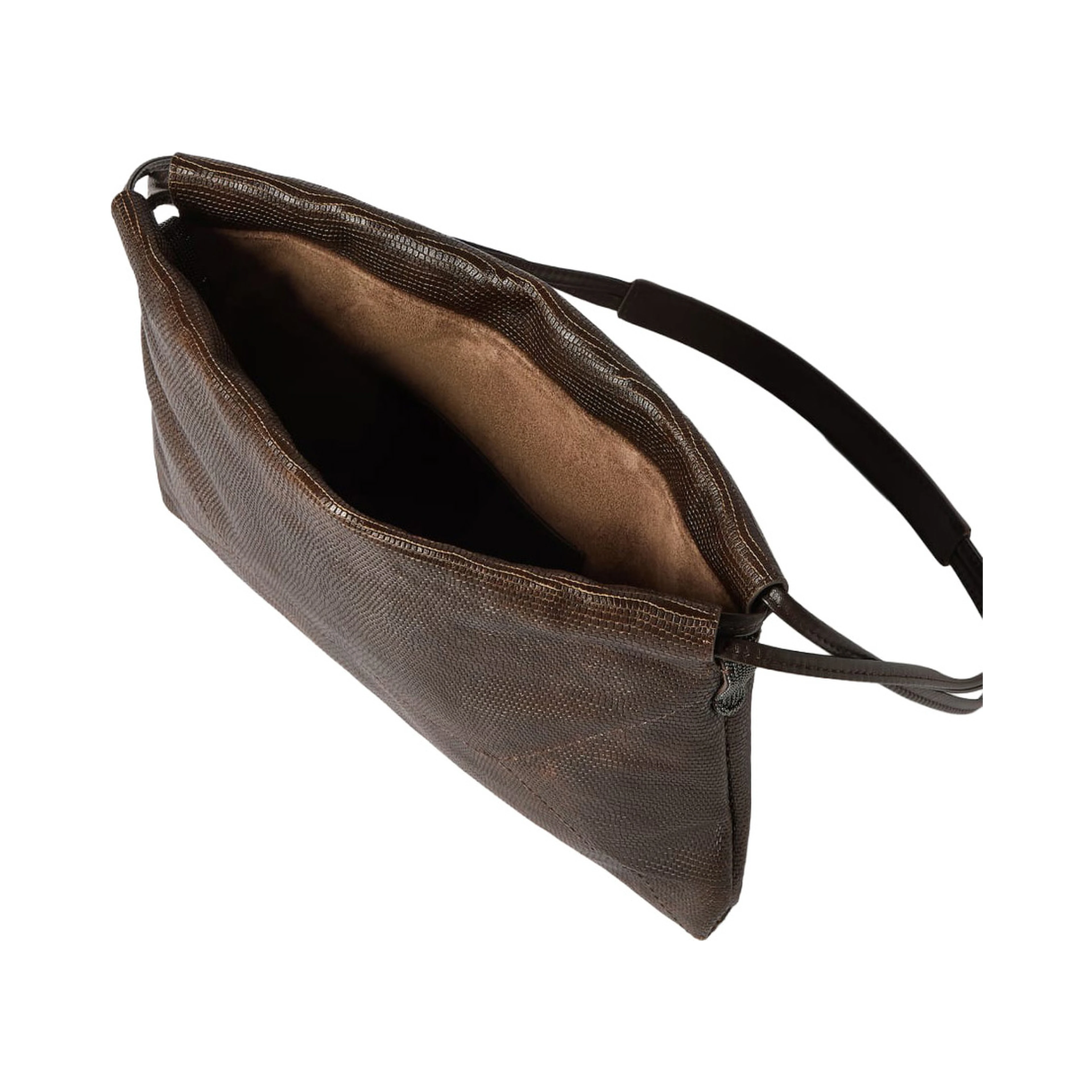 Brown Shoulder bag with drawstring closure and Monile in suede for women