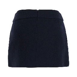 Blue mini skirt with waistband in wool for women