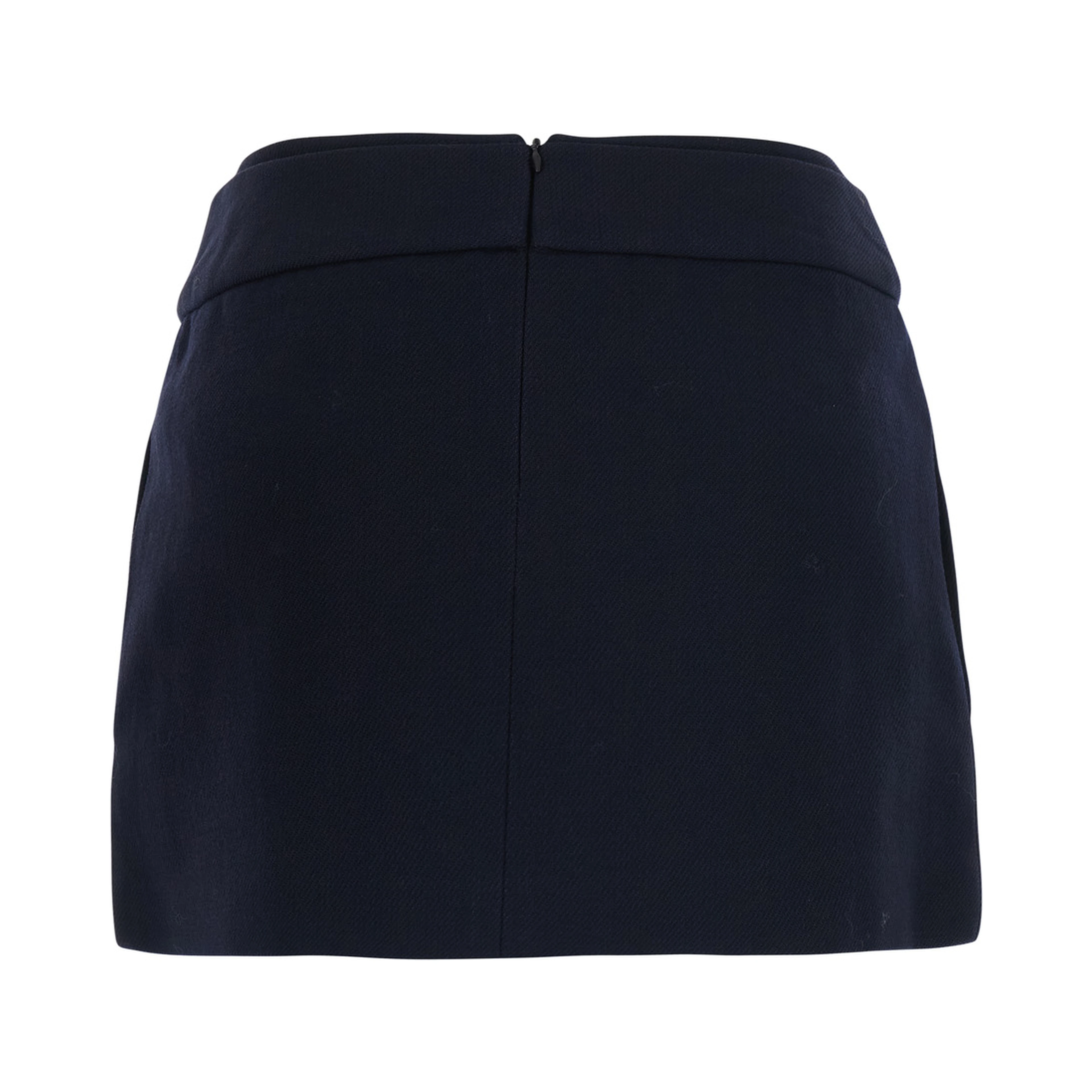 Blue mini skirt with waistband in wool for women