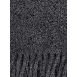 Gray Scarf with fringed hem and brushed finish in cashmere for women