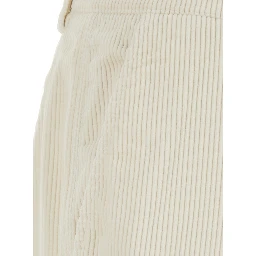 Beige Pants with Belt Loops and Button and Zip Closure on the Front in Corduroy for Men