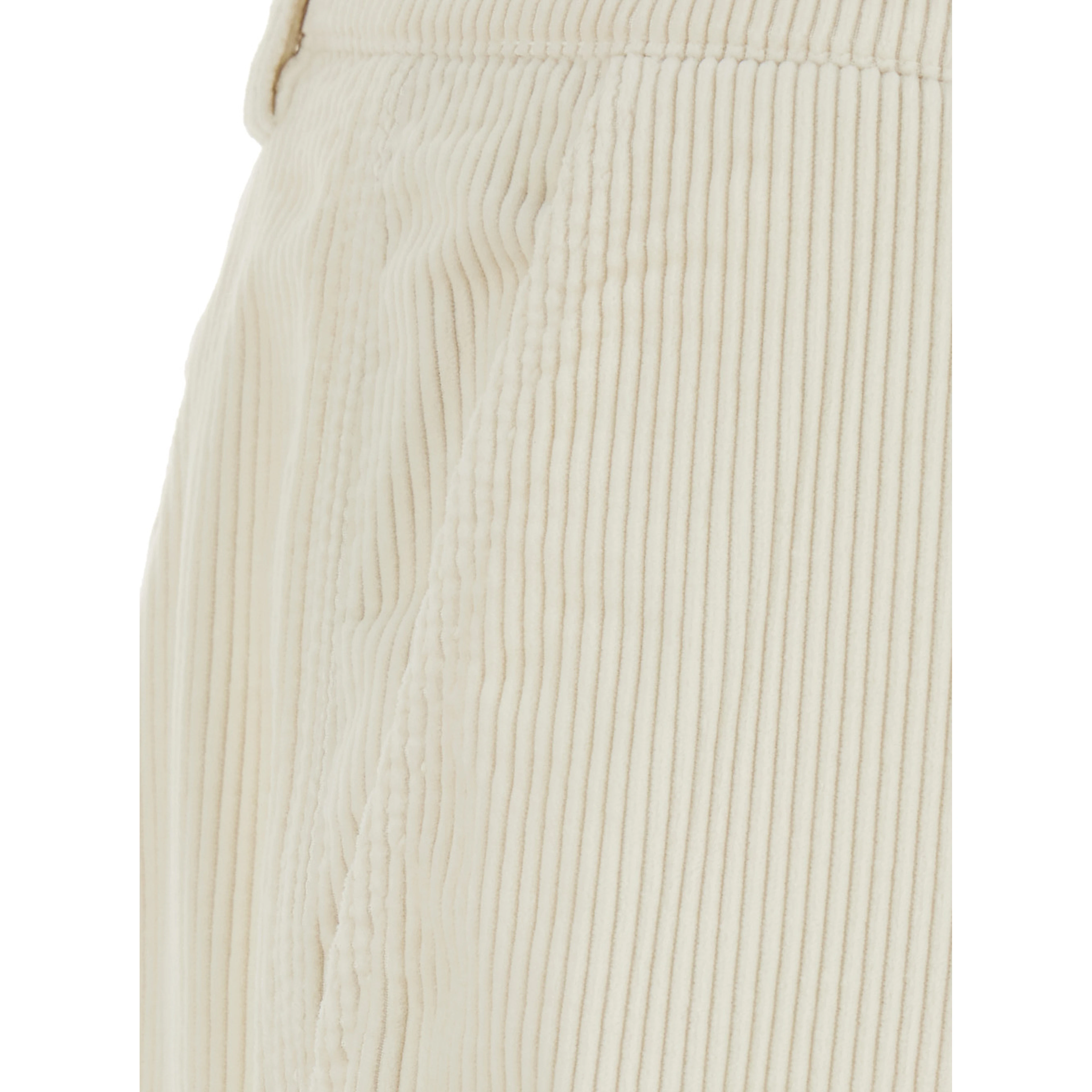 Beige Pants with Belt Loops and Button and Zip Closure on the Front in Corduroy for Men