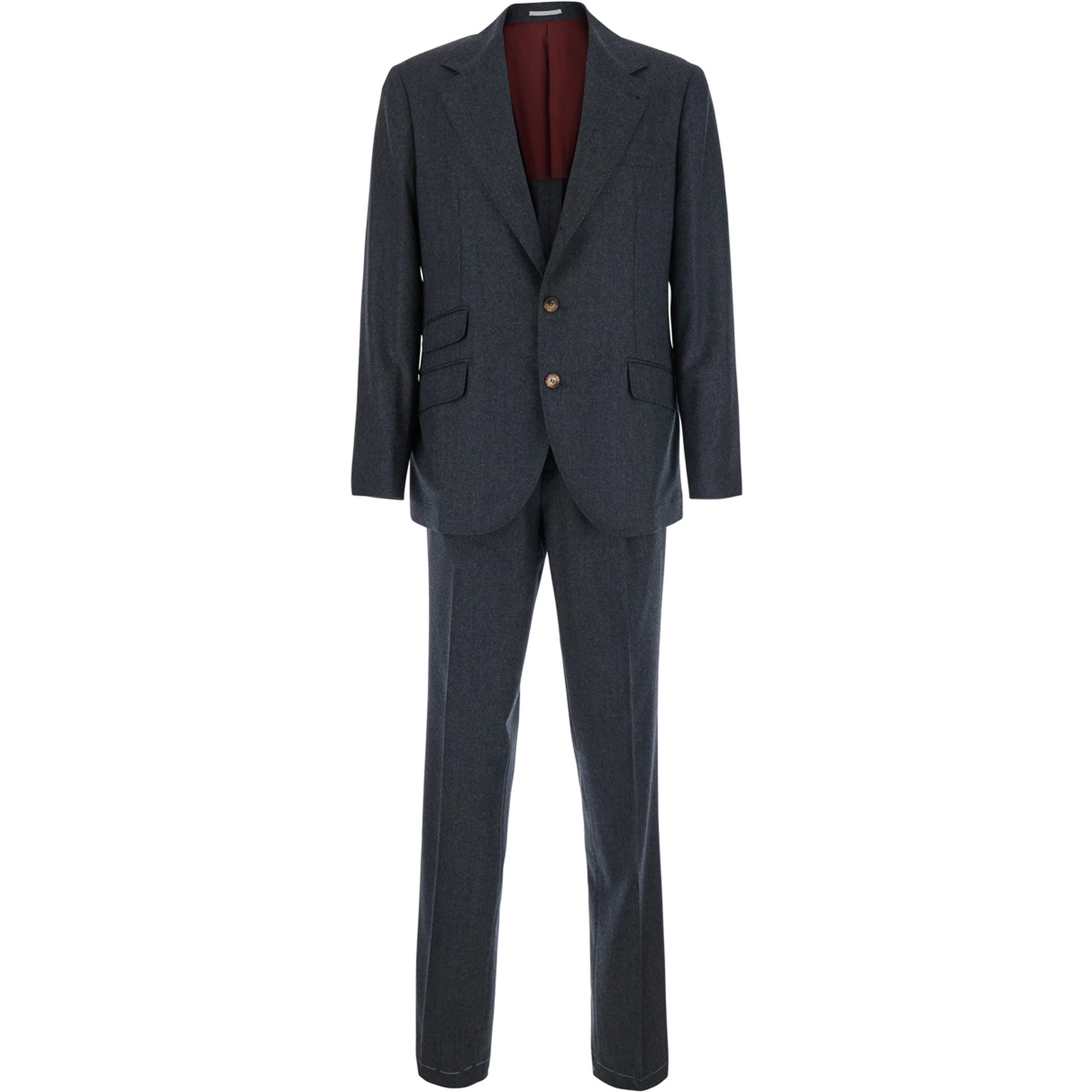 Grey Single-breasted suit with Notched revers in wool for men