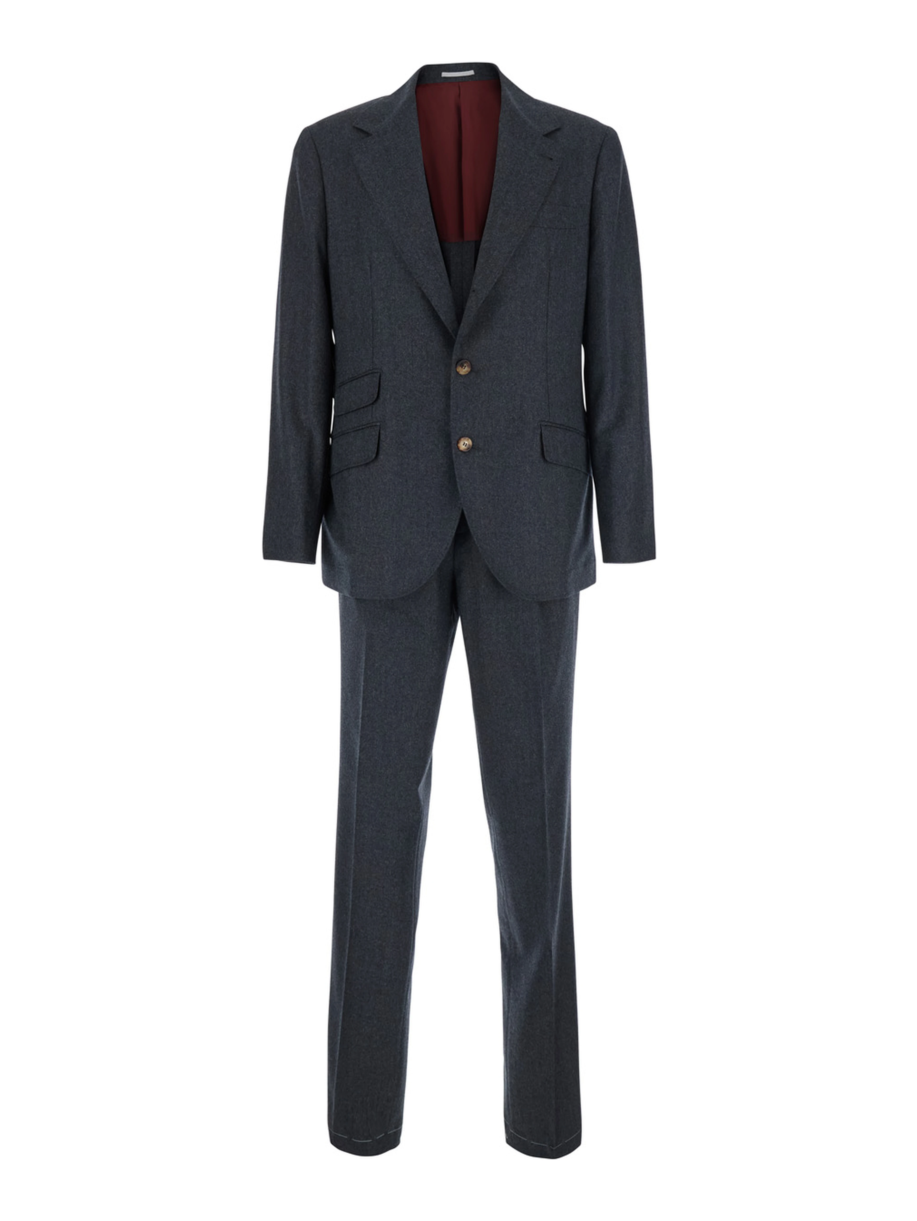 Grey Single-breasted suit with Notched revers in wool for men