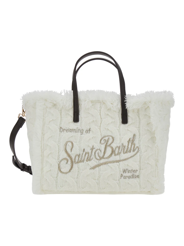 Handbag with shoulder strap and woven detailing in white Tech Fabric for Girl