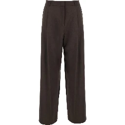 Brown Pants with Pockets and Finished Hems in Tech Fabric for Men