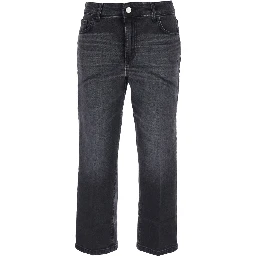 High-waisted jeans with back pockets in blue for women