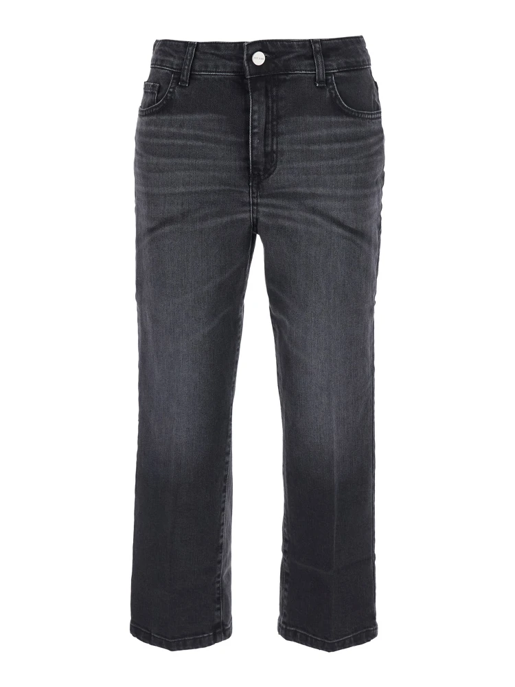 High-waisted jeans with back pockets in blue for women