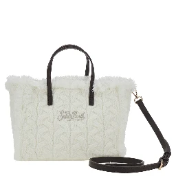 Handbag with shoulder strap and woven detailing in white Tech Fabric for Girl