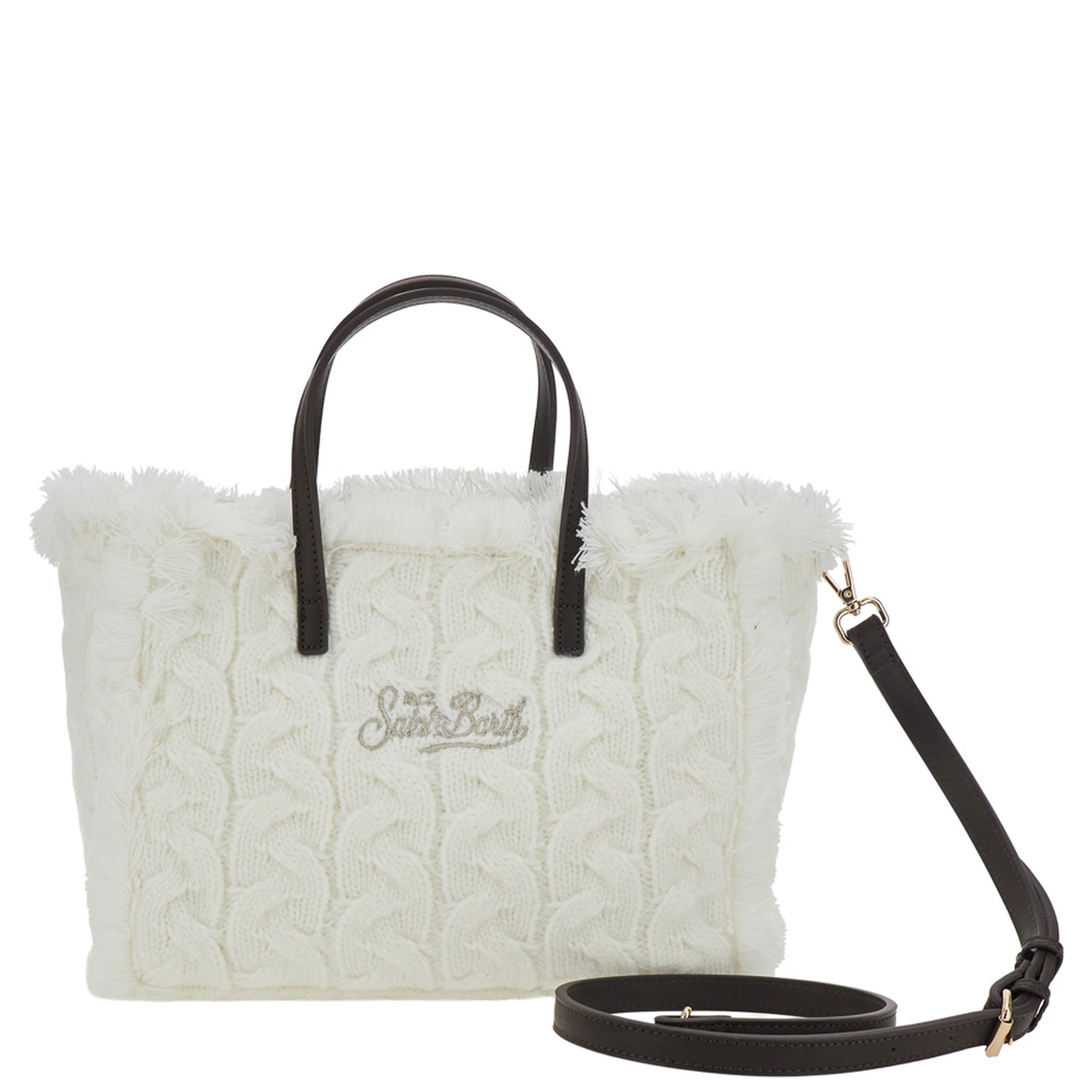 Handbag with shoulder strap and woven detailing in white Tech Fabric for Girl