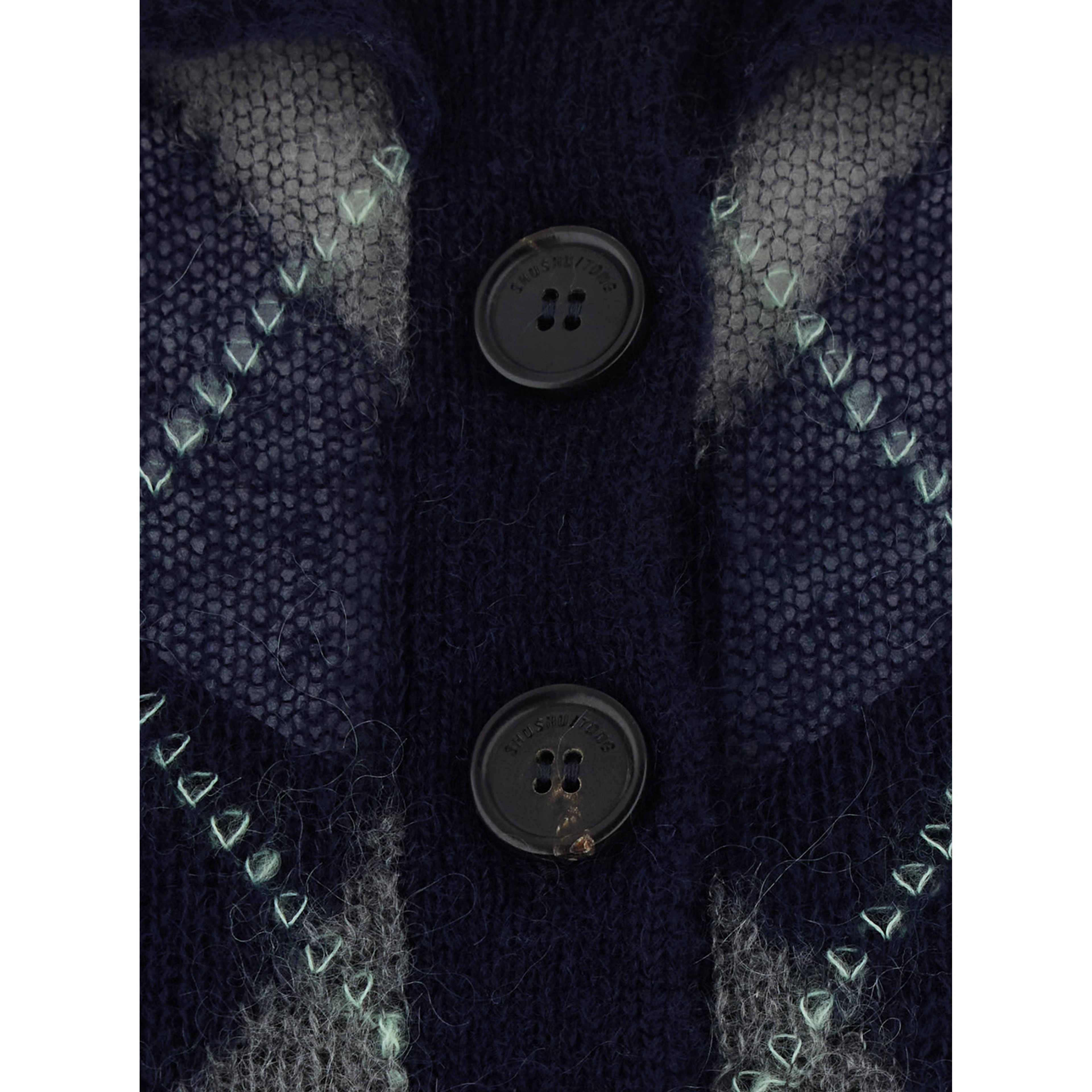 Blue short-sleeved dress with all-over diamond Motif in wool and mohair for women