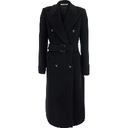 Womens black fabric coat with essential design