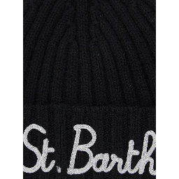 Black viscose wool polyamide and cashmere knitted hat for Boy