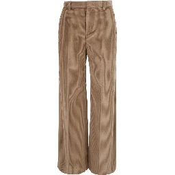 Brown wide-leg trousers with Monile on the belt loop in corduroy women