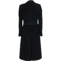 Womens black fabric coat with essential design
