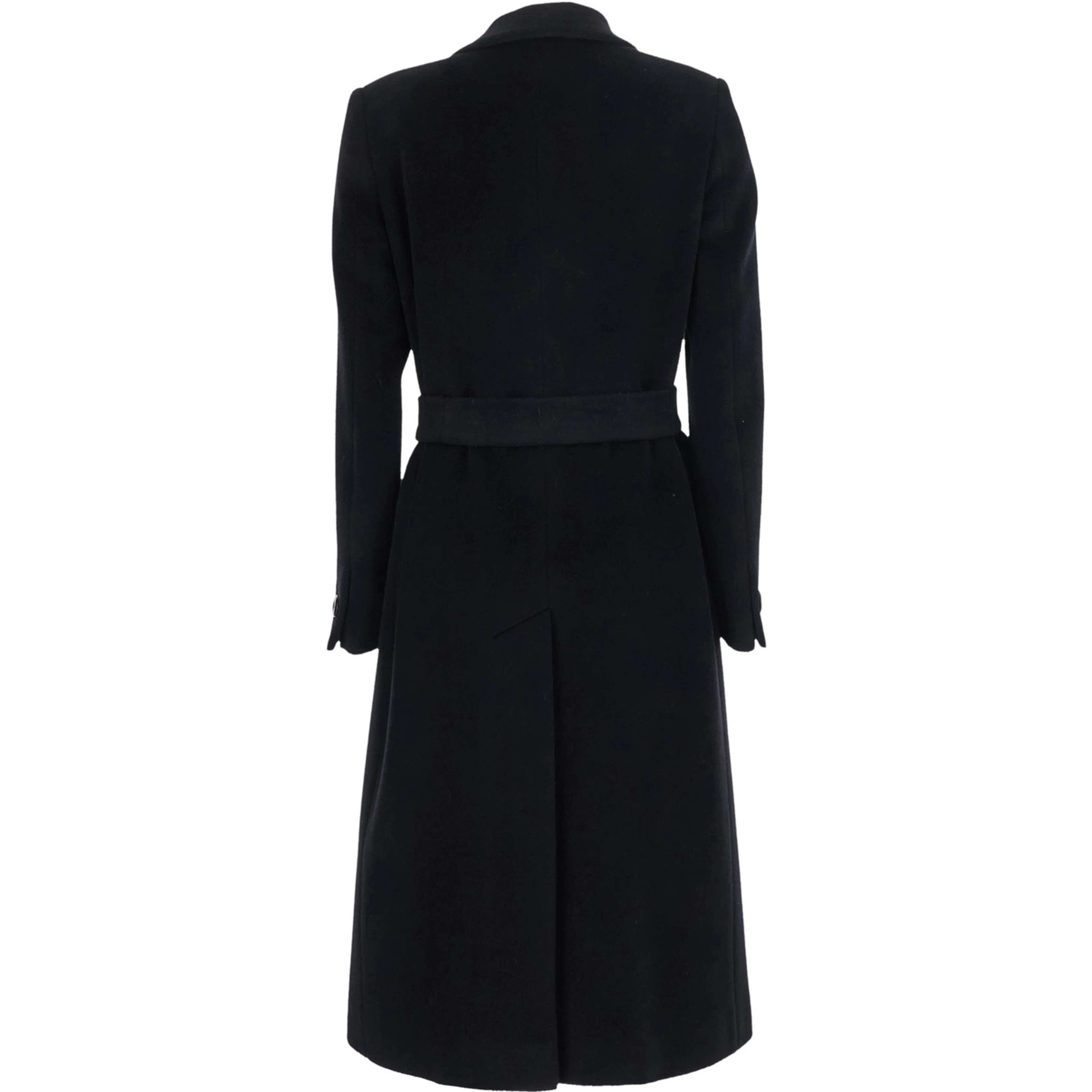 Womens black fabric coat with essential design