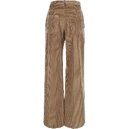 Brown wide-leg trousers with Monile on the belt loop in corduroy women