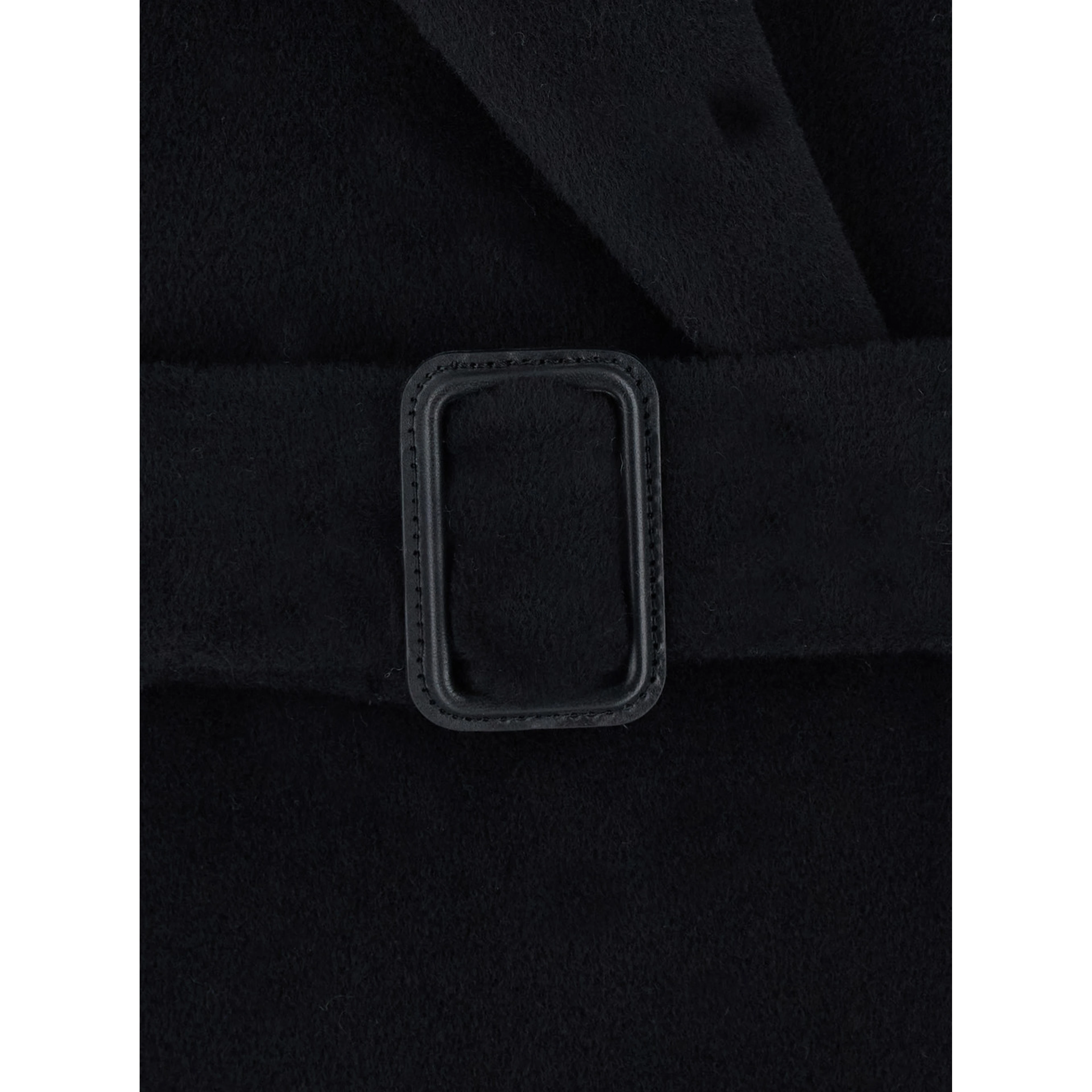 Womens black fabric coat with essential design