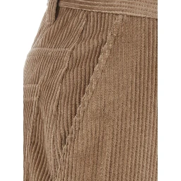 Brown wide-leg trousers with Monile on the belt loop in corduroy women