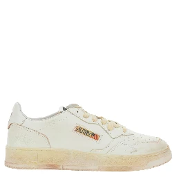 Medalist White Low Top Sneaker with Vintage Details in Leather and Suede Man