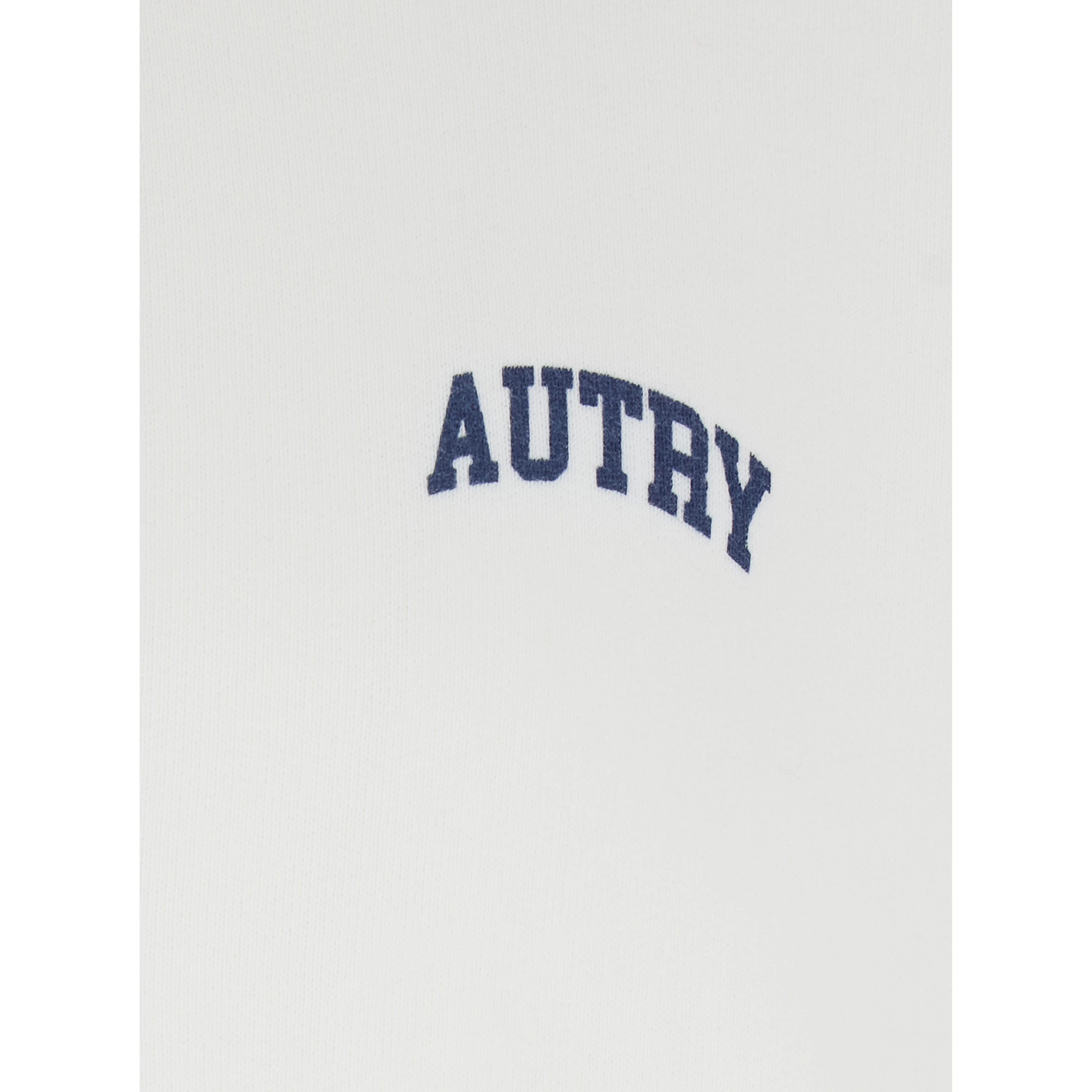 White Polo Collar Sweatshirt with Logo on Front in Cotton Man