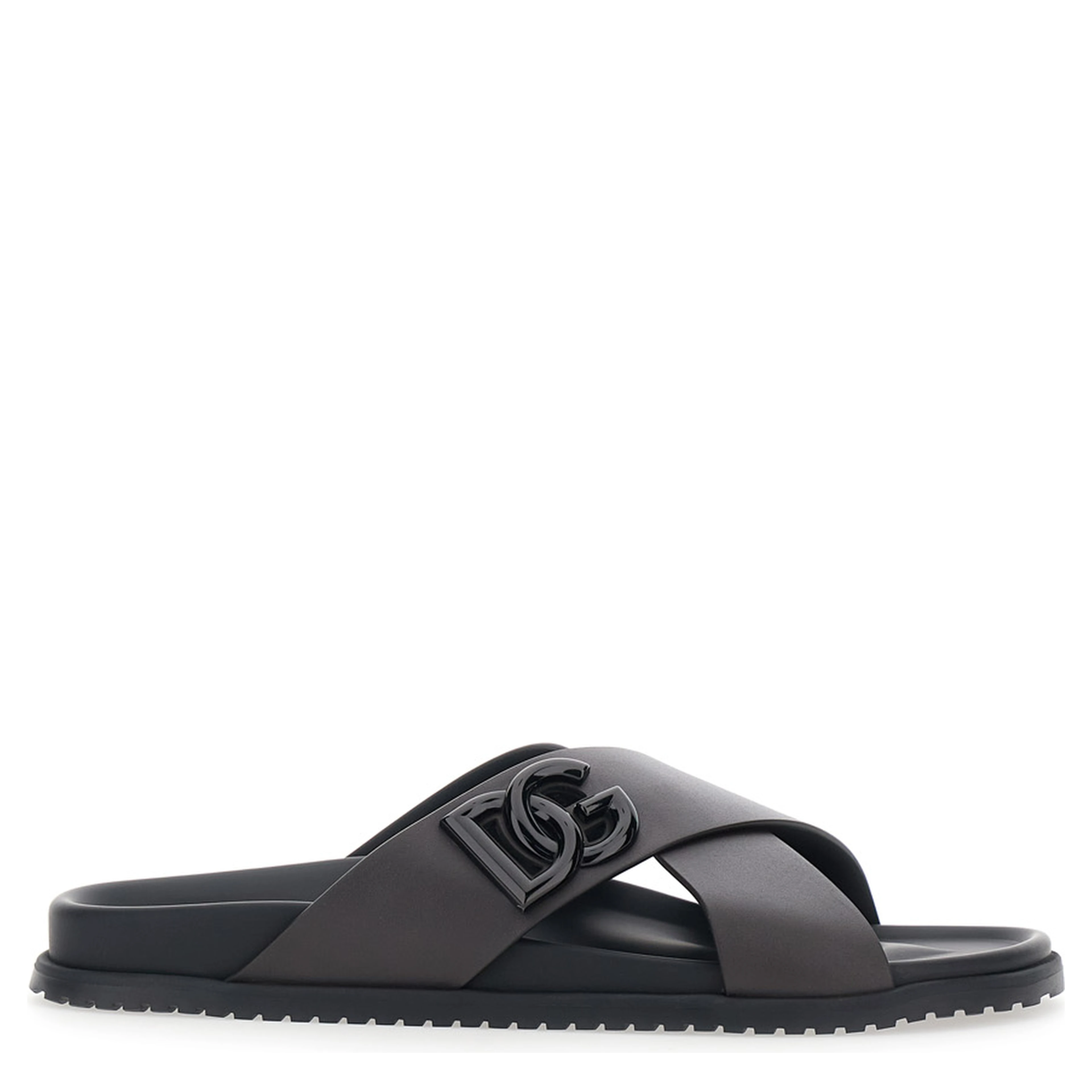 Brown Sandals with Logo Detail and Criss-Crossed Straps on the Front in Leather Man