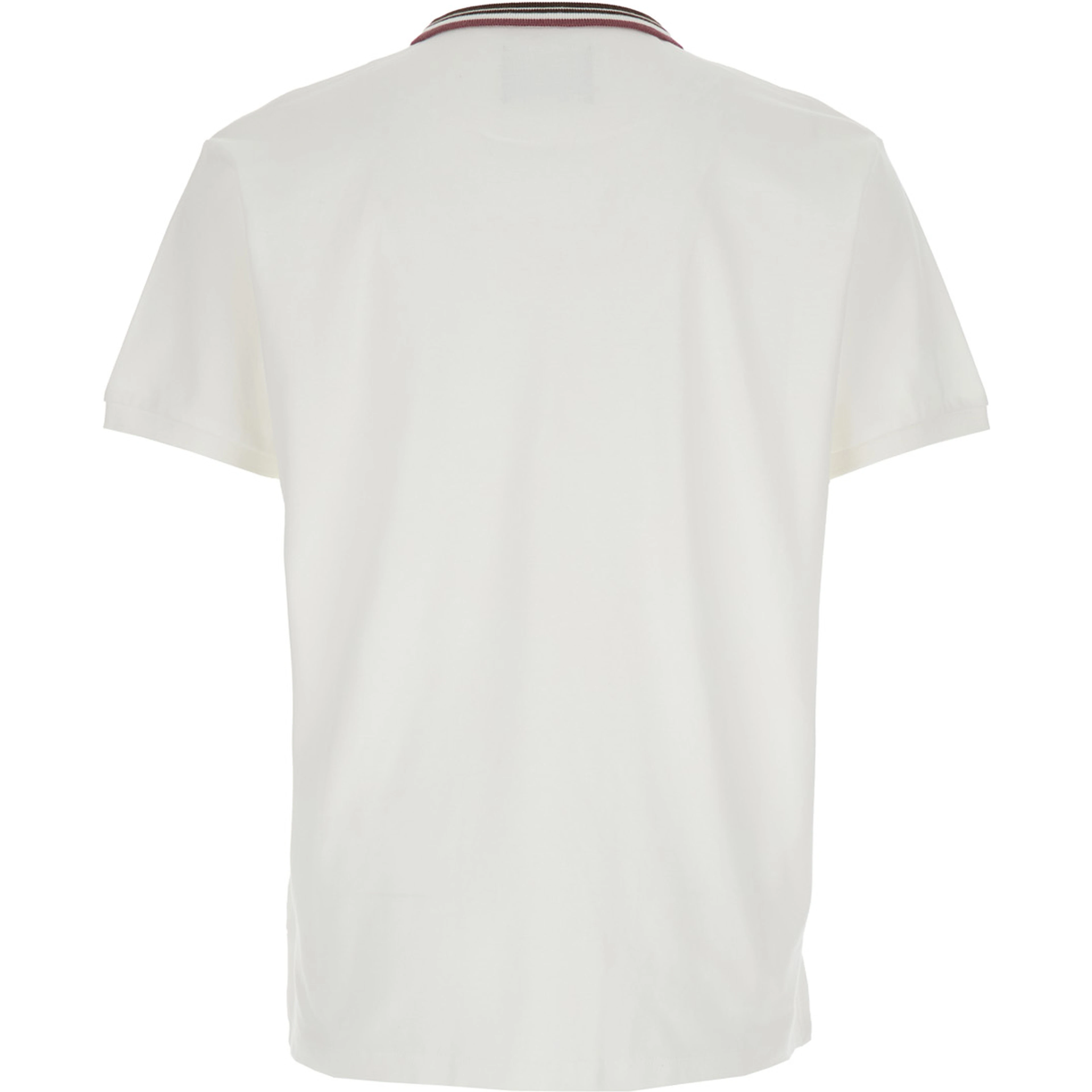 White Classic Collar Polo with Striped Detail and Orb Embroidery on the Front for Men
