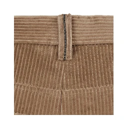 Brown wide-leg trousers with Monile on the belt loop in corduroy women