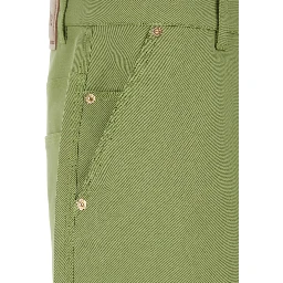 Bermuda with Belt Loops and Logo Patch on the Back in Green Stretch Cotton for Men