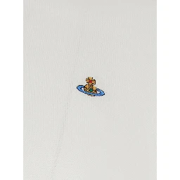 White Classic Collar Polo with Striped Detail and Orb Embroidery on the Front for Men