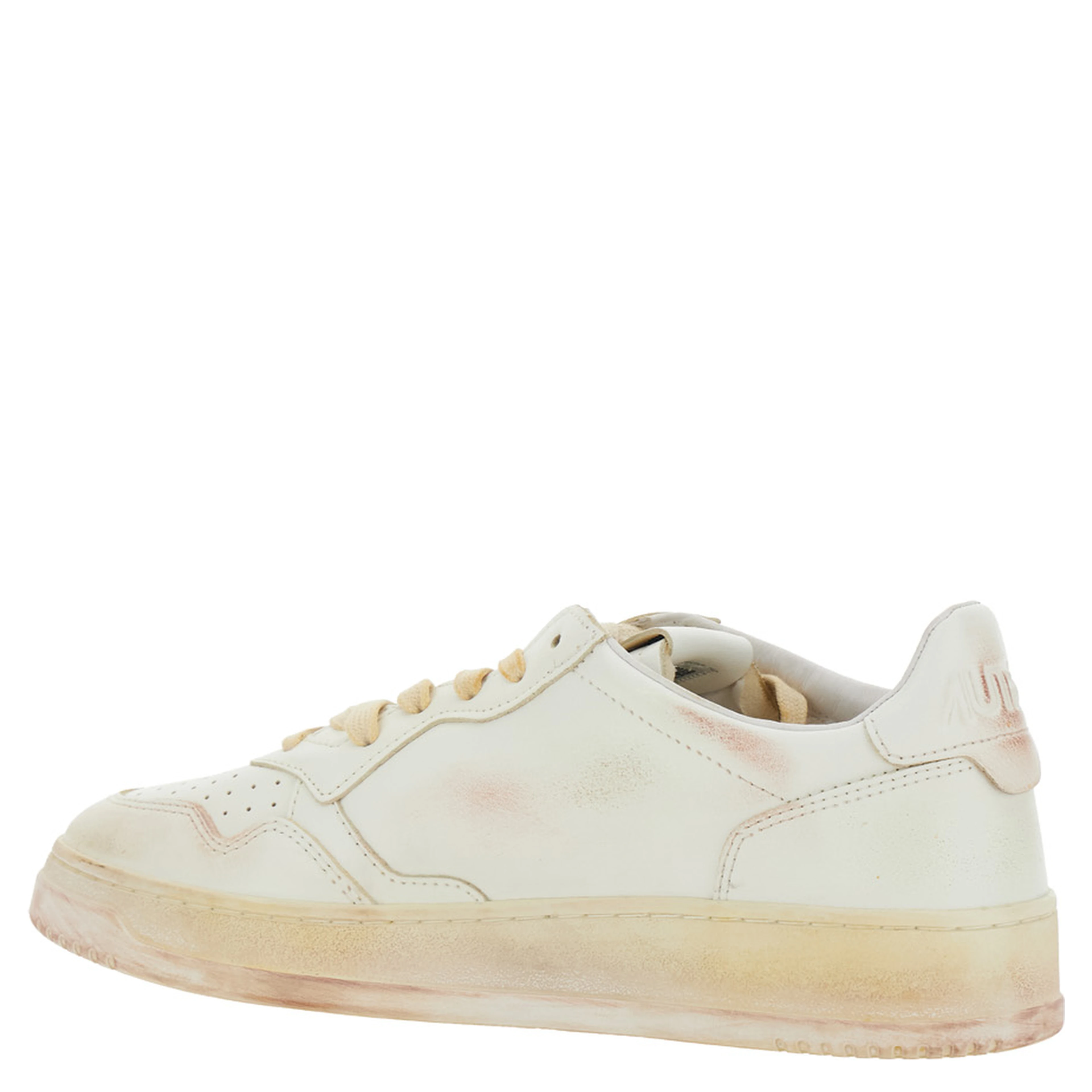 Medalist White Low Top Sneaker with Vintage Details in Leather and Suede Man
