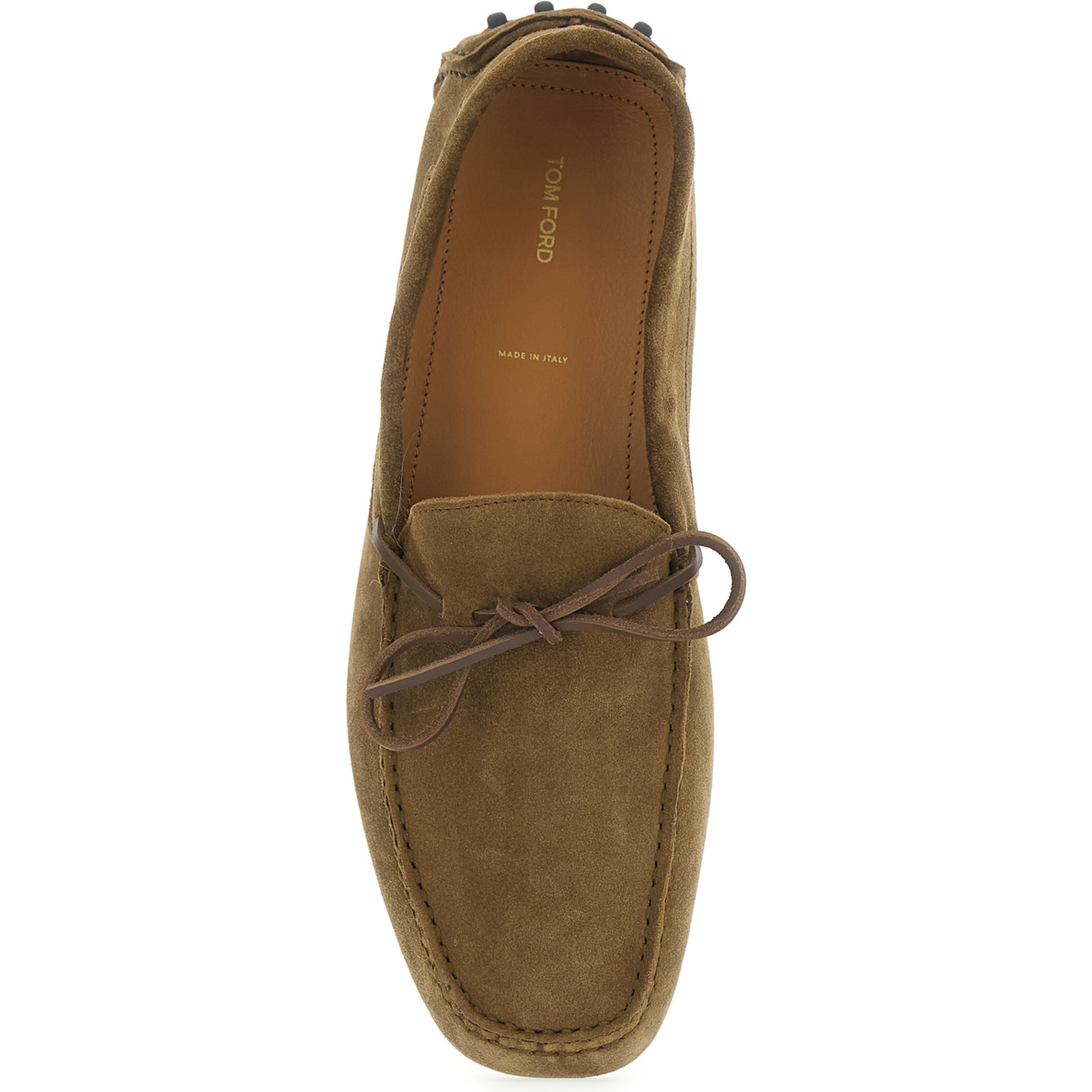 Driver Brown Loafers with Rounded Toe and Bow Detail in Suede for Men