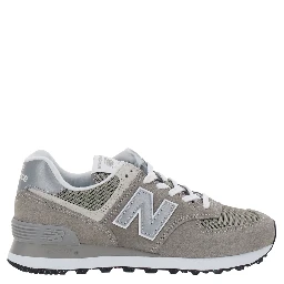 Classic Grey Sneakers with leather and side logo detail in fabric unisex