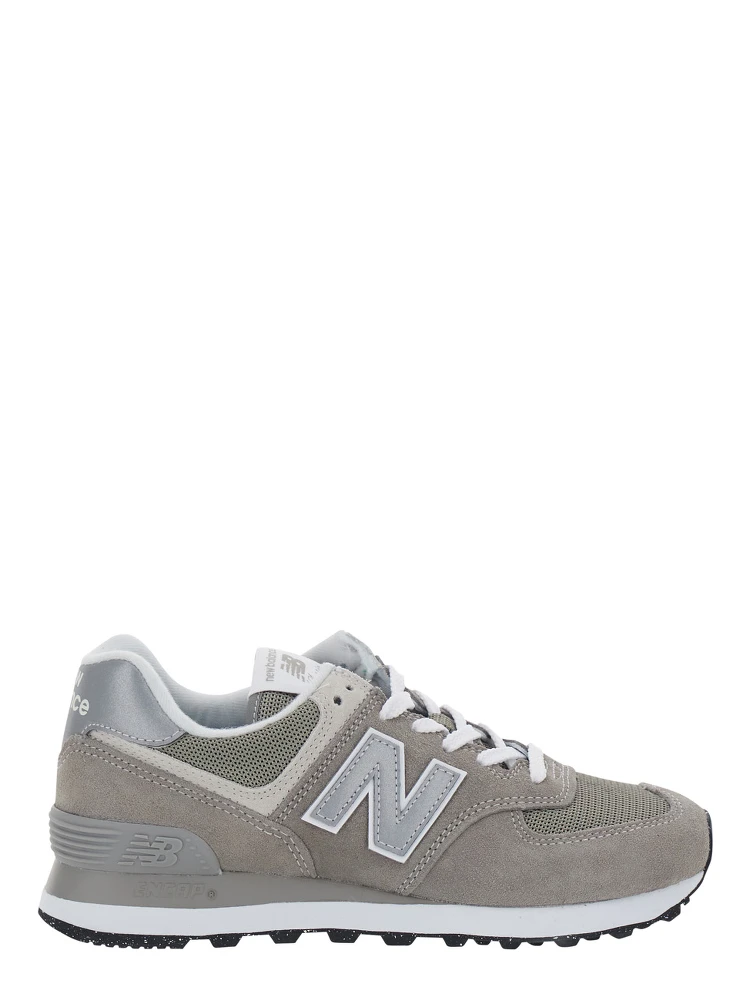 Classic Grey Sneakers with leather and side logo detail in fabric unisex