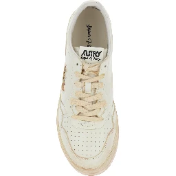 Medalist White Low Top Sneaker with Vintage Details in Leather and Suede Man